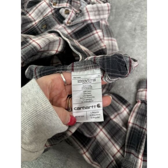 Carhartt Trumbull Plaid Long Sleeve Button Down Shirt Men's Size Large Gray - Picture 5 of 9